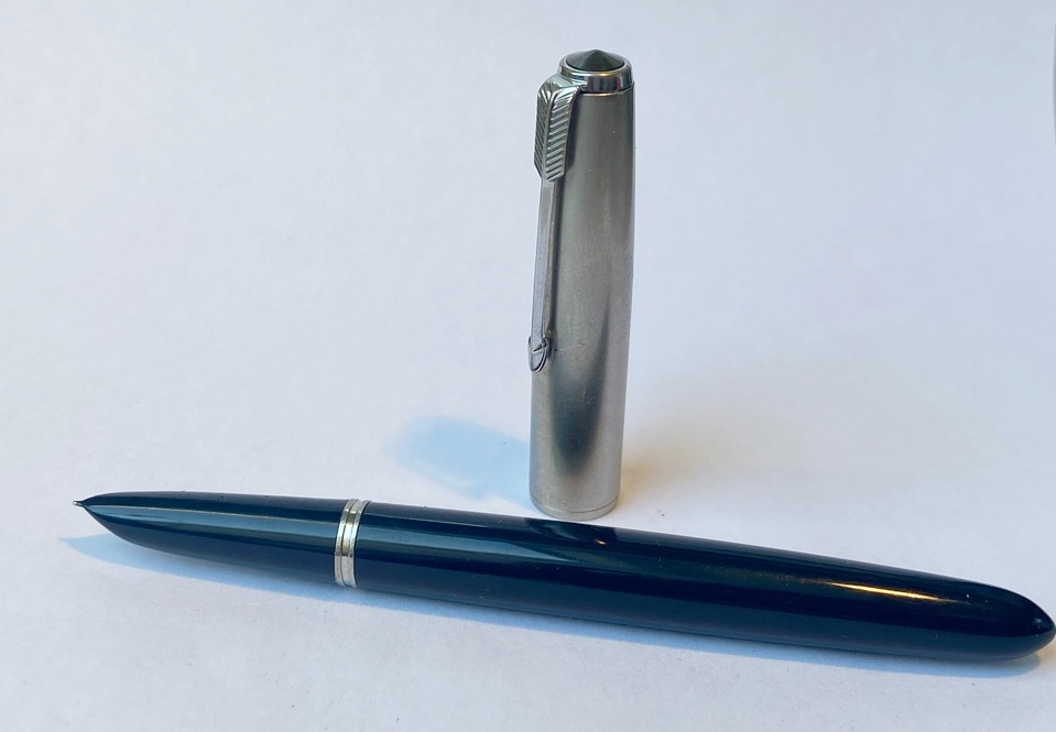 stylo plume PARKER 51 DEMI 1940's Cedar blue converter USA - Atelier Lesoon