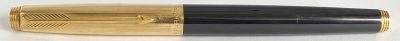 Plume PARKER 75 laqué noir  et capuchon plaqué or 1980's plume or 18k
