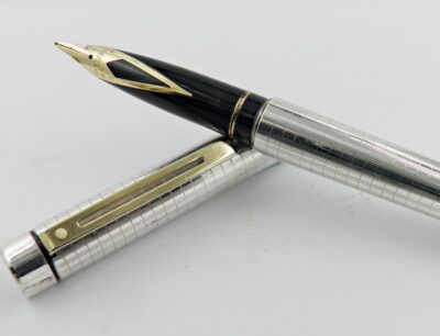 stylo plume Sheaffer Targa Argent massif motifs lignes 1980's – Image 4