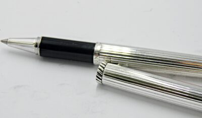 Stylo bille ALFRED DUNHILL GEMLINE plaqué argent 1980's – Image 3