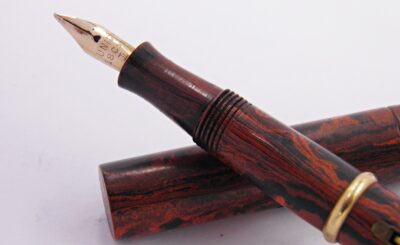 stylo plume UNIC ébonite motled 1930's bagues or 18k – Image 3