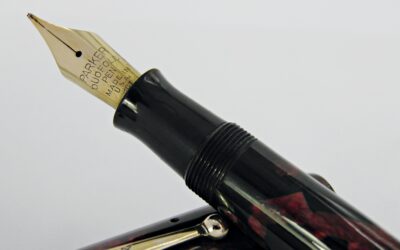 Plume PARKER DUOFOLD SENIOR Burgundy & black marble 1930's – Image 4