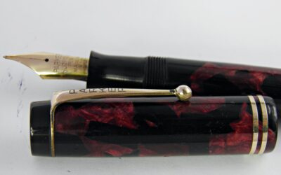 Plume PARKER DUOFOLD SENIOR Burgundy & black marble 1930's – Image 2
