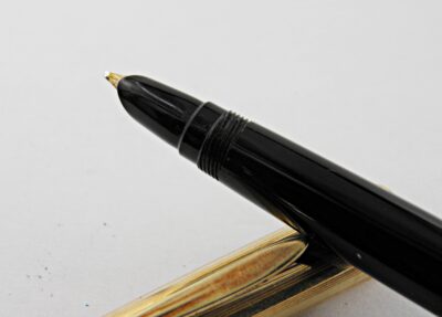 Stylo plume PELIKAN 25 celluloid noir et capuchon plaqué 1970's – Image 3