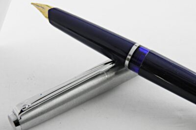 Stylo plume PELIKAN P12 SILVEXA BLEU NUIT & ACIER 1970's – Image 3
