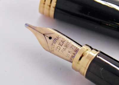 Stylo plume  WATERMAN Gentleman Laque noire 1980's Plume large – Image 2